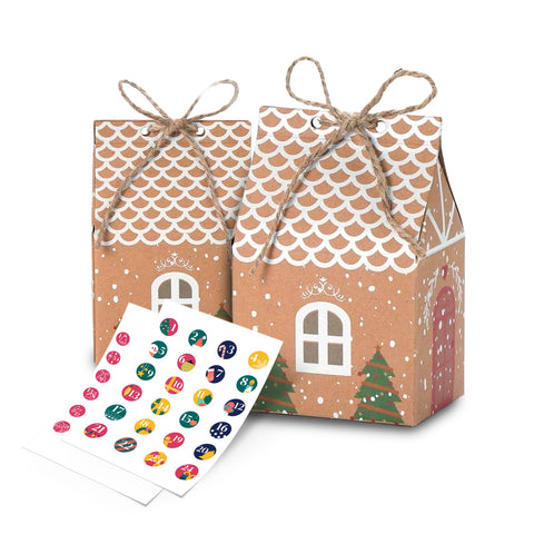 Adventskalenders – Boomversie met laden of huisjes met stickers