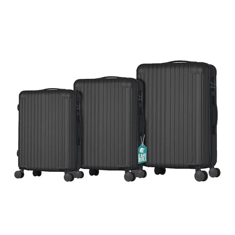 Set de 3 valises à roulettes avec poignée télescopique et roues 56/66/76 cm noires