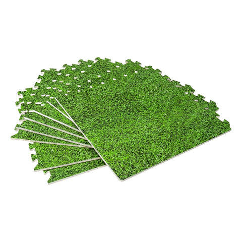 Tapis modulaire de 8 pièces 50x50 cm - Tapis antidérapant effet gazon pour enfants