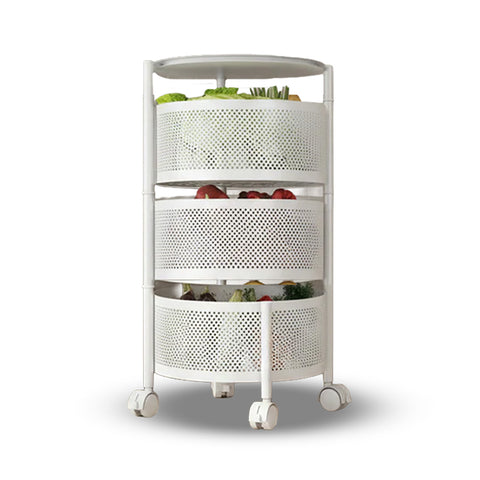 Chariot de rangement pliable peu encombrant avec roulettes - Organisateur avec paniers (3/4/5 niveaux) Noir ou Blanc