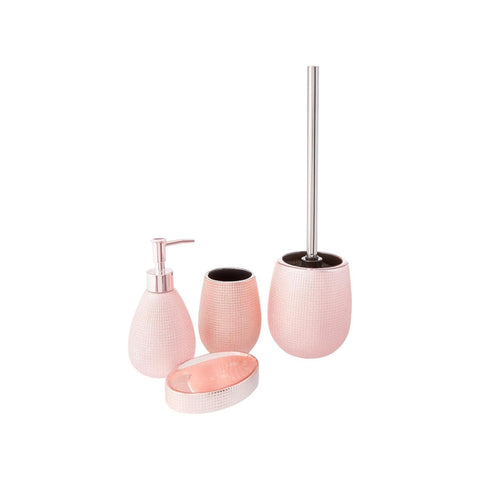 Set de 4 accessoires de salle de bains en céramique or rose