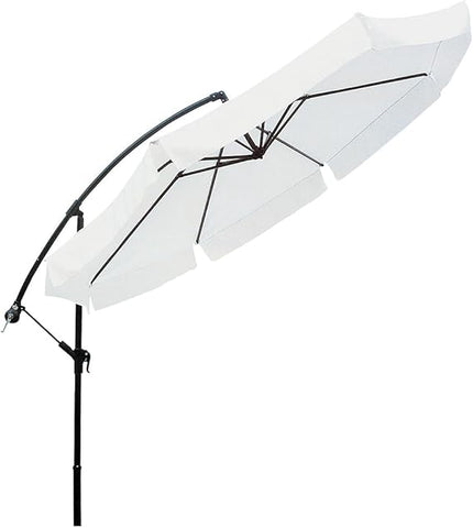 Parasol déporté ø3m blanc avec bras latéral en acier et manivelle