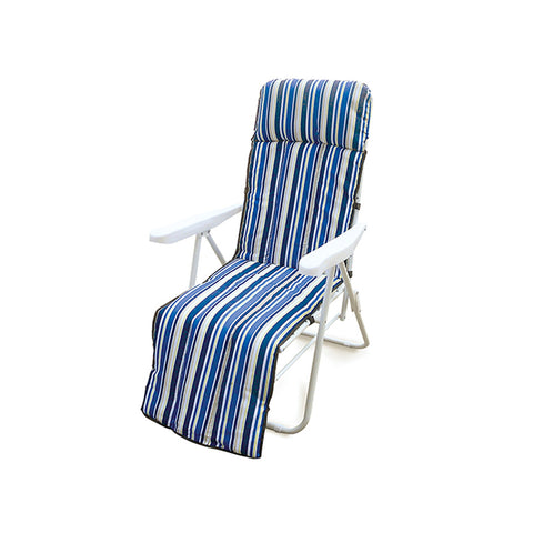 Chaise longue fauteuil pliable multiposition avec repose-pieds à rayures bleues