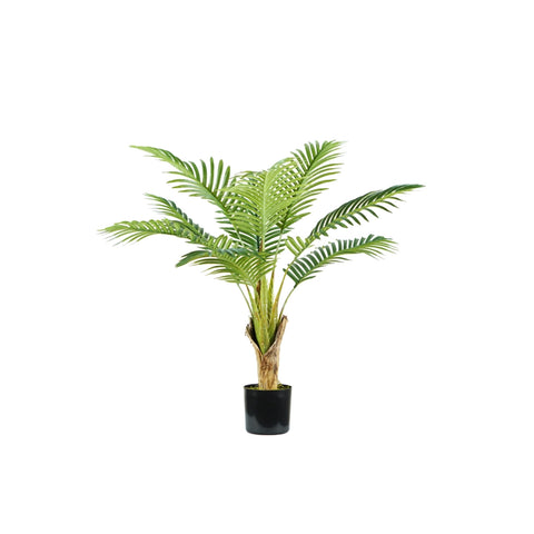 Palmier areca en polyéthylène avec 9 feuilles et pot avec mousse, 90cm