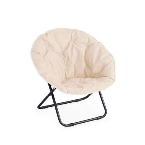 Fauteuil Moon, beige, van antracietkleurig staal met polyesterbekleding