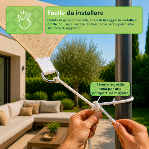 Voile d'Ombrage Carré Beige Hydrofuge avec Protection UV pour l'Extérieur