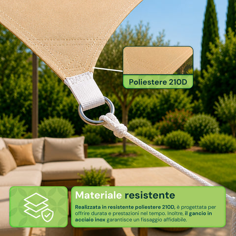 Voile d'Ombrage Triangulaire Beige Imperméable avec Protection UV pour Extérieur