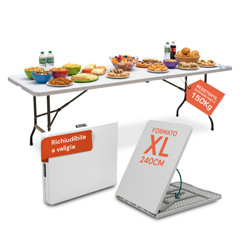Clori XL-picknicktafel, opvouwbaar en inklapbaar tot koffer, van PP-hars