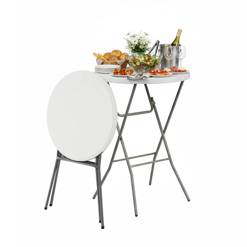 Ronde witte tuintafel of keukentafel Ø80 en Ø120 cm, inklapbaar en stevig