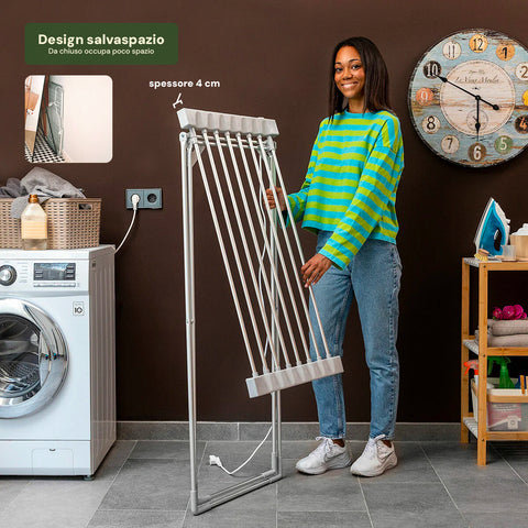 Stendibiancheria Riscaldato in Alluminio – 8 Barre e Design Pieghevole