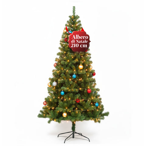 Sapin de Noël vert réaliste de 210 cm et 631 branches – Style traditionnel