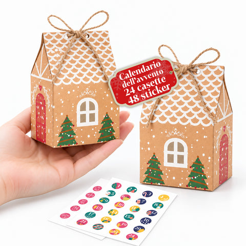 Adventskalenders – Boomversie met laden of huisjes met stickers