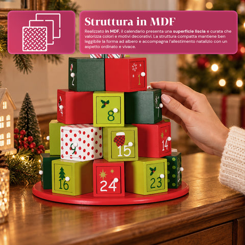 Adventskalenders – Boomversie met laden of huisjes met stickers