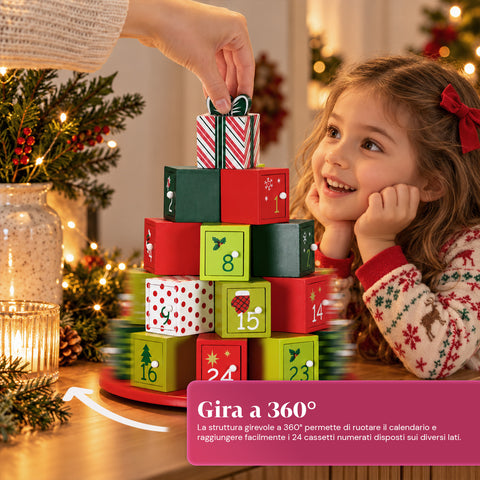 Adventskalenders – Boomversie met laden of huisjes met stickers