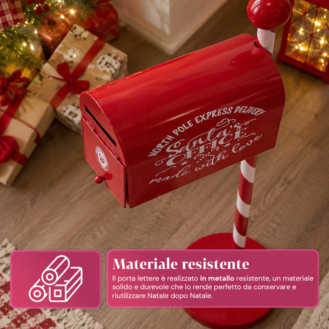 Boîte aux lettres de Noël rouge et blanche H50 cm de style américain
