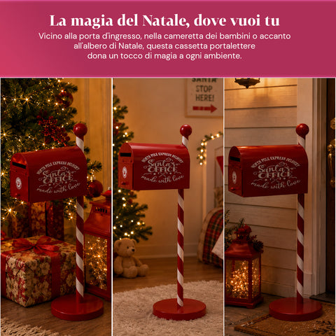 Boîte aux lettres de Noël rouge et blanche H50 cm de style américain