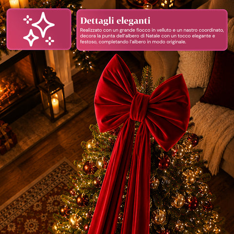 Grand nœud en velours rouge 80 cm ou 190 cm – Ornement rembourré avec crochet, décoration pour porte, sapin et intérieur