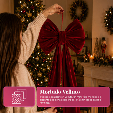 Grand nœud en velours rouge 80 cm ou 190 cm – Ornement rembourré avec crochet, décoration pour porte, sapin et intérieur