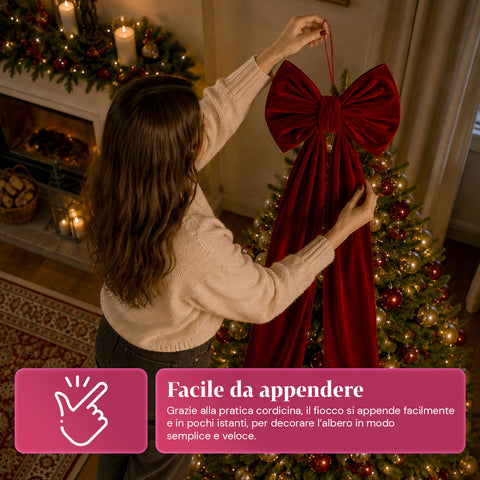Grand nœud en velours rouge 80 cm ou 190 cm – Ornement rembourré avec crochet, décoration pour porte, sapin et intérieur