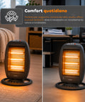 Tuck Stufa Alogena 1200W – 3 Elementi e Oscillazione Automatica