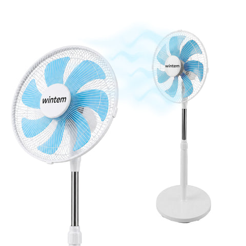 Ventilateur sur pied 40W avec 7 pales en PP, 3 vitesses, hauteur réglable 80-100cm - oscillation horizontale à 60° et inclinaison à 45°