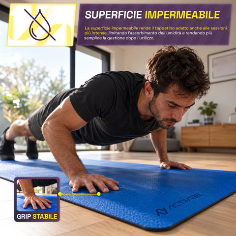 Tapis de yoga antidérapant en TPE de 6 mm, double face avec bandoulière