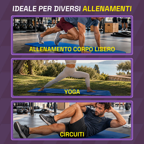 Tapis de yoga antidérapant en TPE de 6 mm, double face avec bandoulière