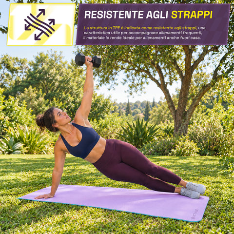 Tapis de yoga antidérapant en TPE de 6 mm, double face avec bandoulière