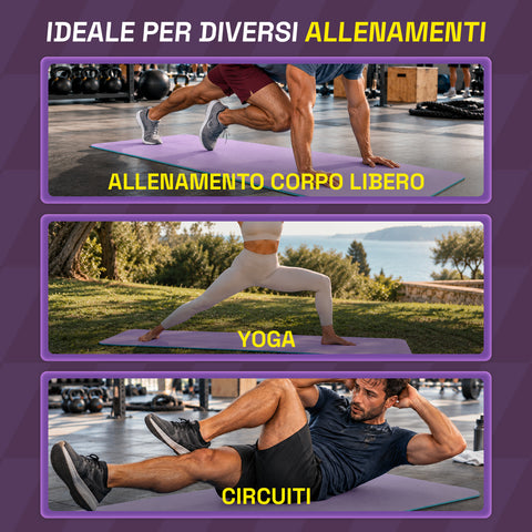 Tapis de yoga antidérapant en TPE de 6 mm, double face avec bandoulière