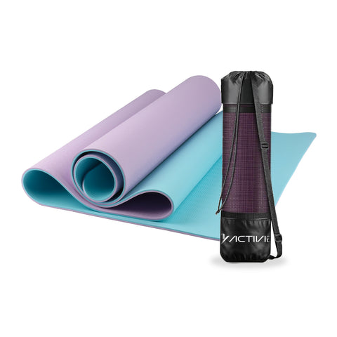 Tapis de yoga antidérapant en TPE de 6 mm, double face avec bandoulière
