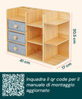 Scaffale Organizer in Bambù con 3 Cassetti e Ripiani Modulabili
