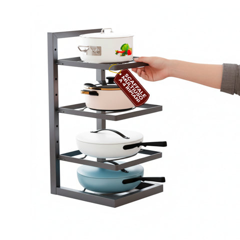 Organiseur de cuisine gain de place à 4 niveaux réglables en métal noir
