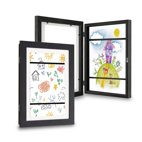 Set van 2 A4-presentatiekaders voor aan de muur, met vitrine en magnetische sluiting