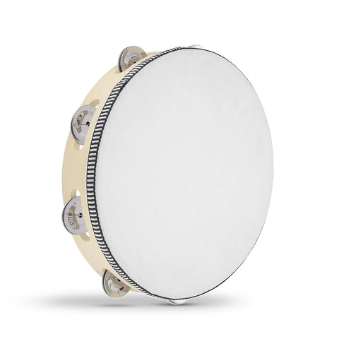 Tambourin rythmique en bois avec revêtement en polyester Ø25 cm et 8 grelots