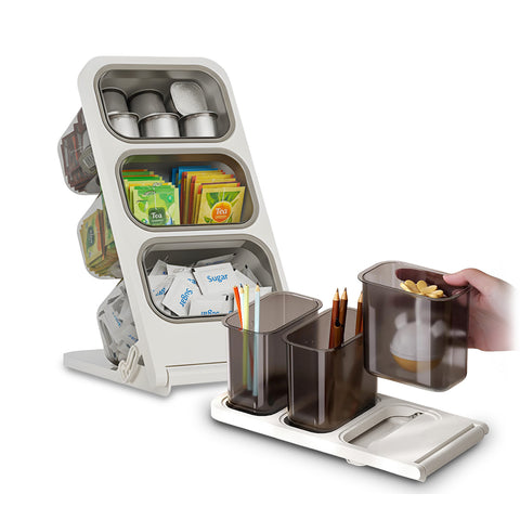 Opvouwbare multifunctionele ruimtebesparende organizer met 3 uitneembare opbergboxen