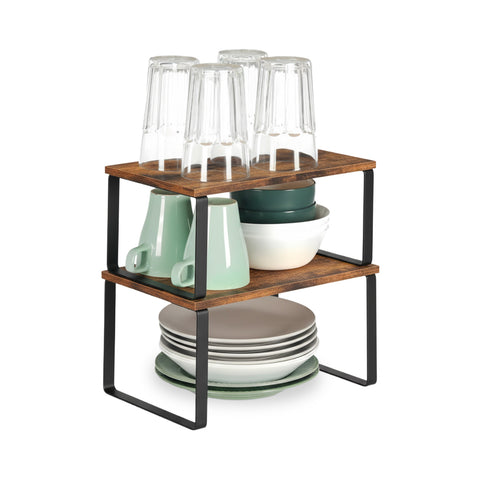 Set van 2 bamboeplanken met metalen frame, ruimtebesparend en multifunctioneel