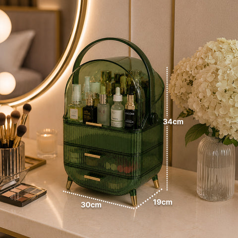 Trousse de Toilette Étanche avec Poignée Rotative et 3 Compartiments en Divers Coloris