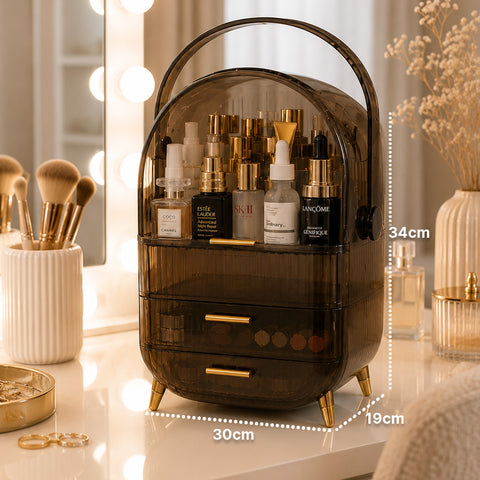 Trousse de Toilette Étanche avec Poignée Rotative et 3 Compartiments en Divers Coloris