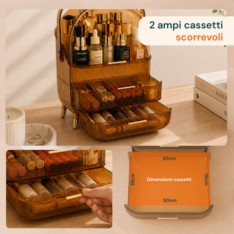 Trousse de Toilette Étanche avec Poignée Rotative et 3 Compartiments en Divers Coloris