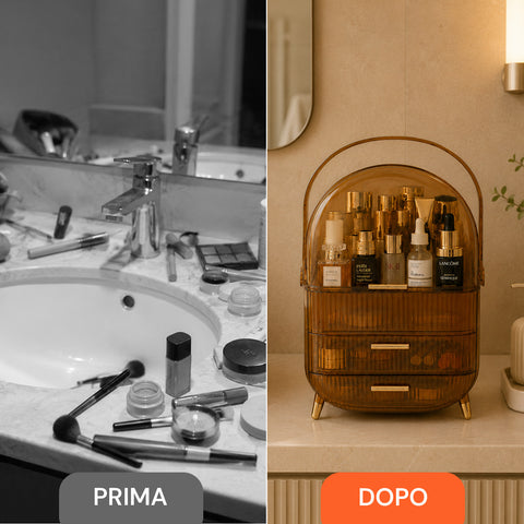 Trousse de Toilette Étanche avec Poignée Rotative et 3 Compartiments en Divers Coloris