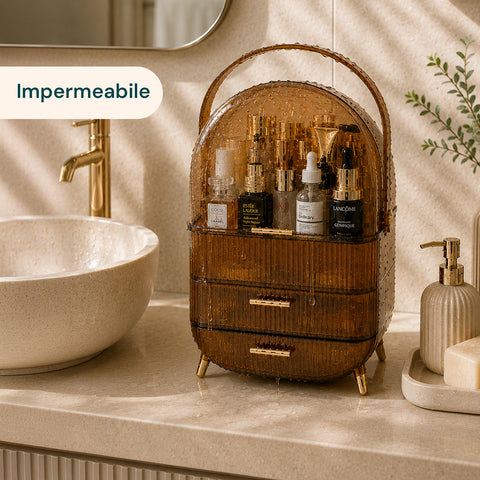 Trousse de Toilette Étanche avec Poignée Rotative et 3 Compartiments en Divers Coloris