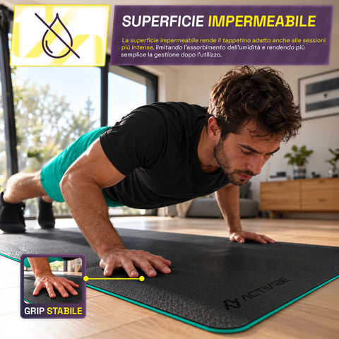 Tapis de yoga antidérapant en TPE de 6 mm, double face avec bandoulière
