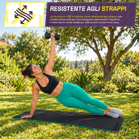 Tapis de yoga antidérapant en TPE de 6 mm, double face avec bandoulière