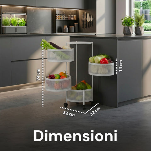 Chariot de rangement pliable peu encombrant avec roulettes - Organisateur avec paniers (3/4/5 niveaux) Noir ou Blanc