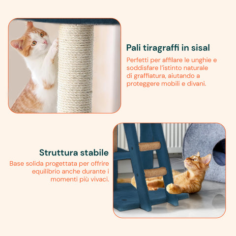 Arbre à chat 92 cm avec niche, échelle et jouets