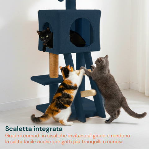 Arbre à chat 92 cm avec niche, échelle et jouets