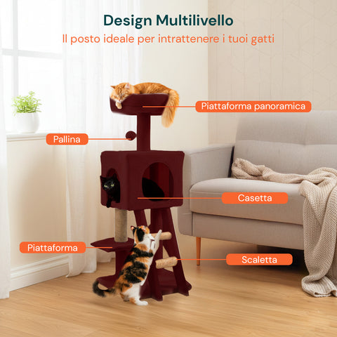 Arbre à chat 92 cm avec niche, échelle et jouets