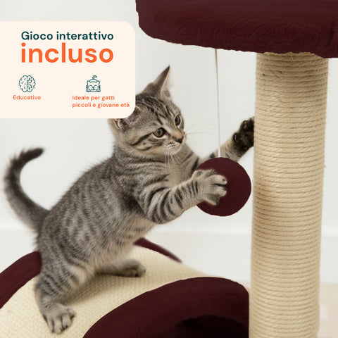 Arbre à chat 50 cm avec arche en sisal et jouet suspendu