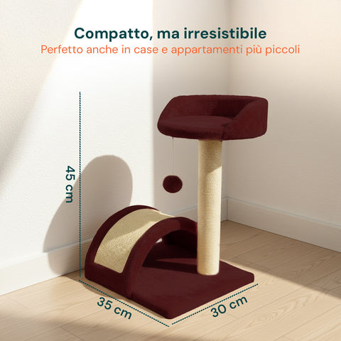 Arbre à chat 50 cm avec arche en sisal et jouet suspendu