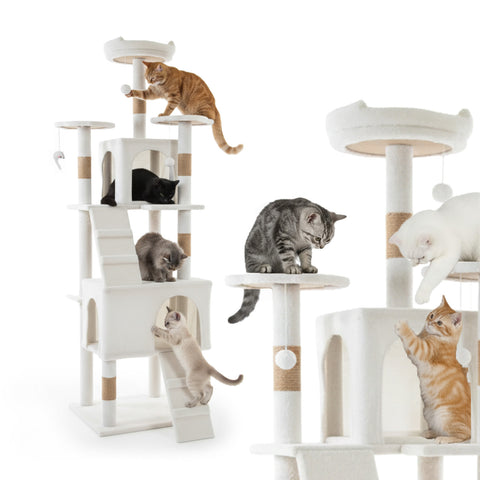 Arbre à Chat 170 cm avec Niche, Griffoirs et Accessoires de Montage